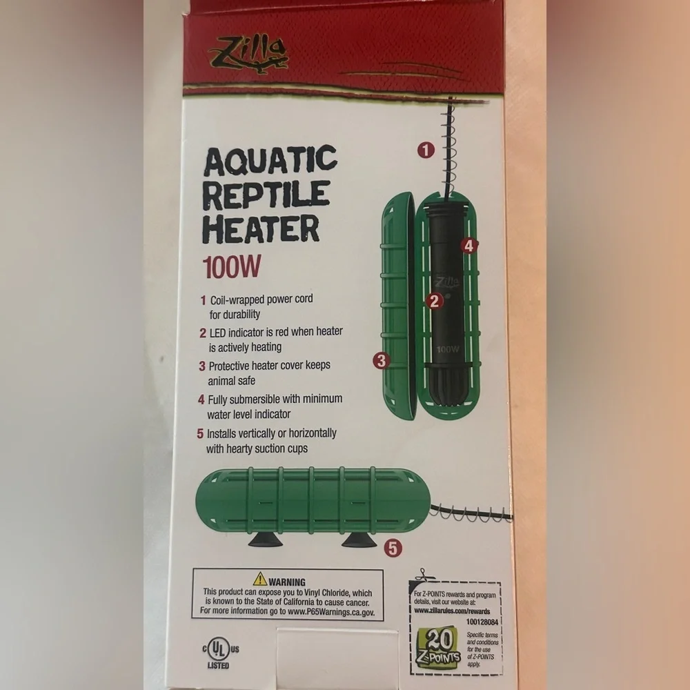 Zilla 2 Pack- Aquatic Reptile Heaters 100 Watts for Terrariums Up to 40 Gallons